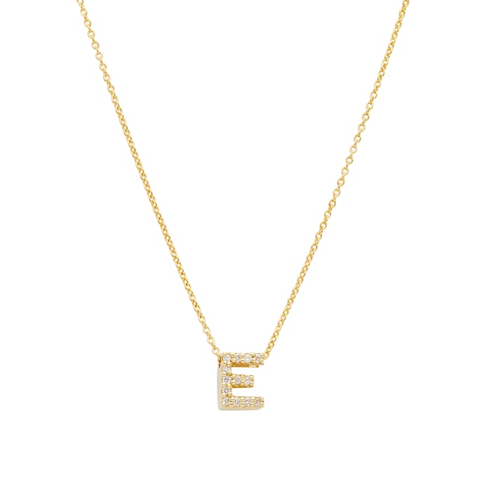 Roberto Coin 18K Yellow Gold 0.06cttw Diamond Love Letter E Necklace