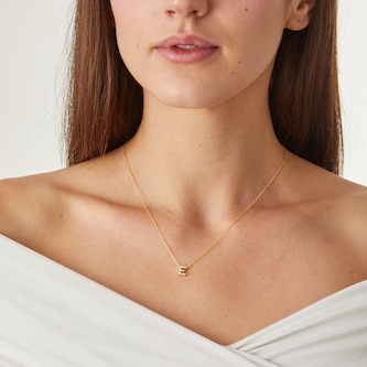 Roberto Coin 18K Yellow Gold 0.06cttw Diamond Love Letter E Necklace