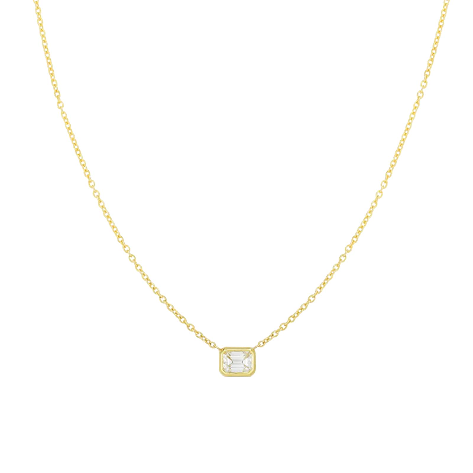 Roberto Coin 18k Yellow Gold Diamonds by the Inch 0.17cttw Emerald Cut Diamond Necklace 17"