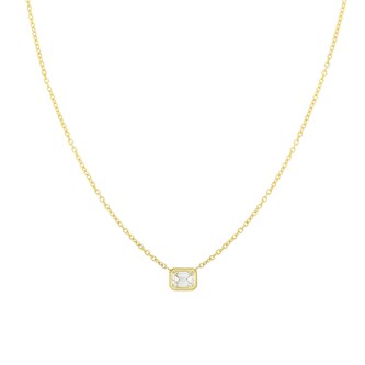 Roberto Coin 18k Yellow Gold Diamonds by the Inch 0.17cttw Emerald Cut Diamond Necklace 17"