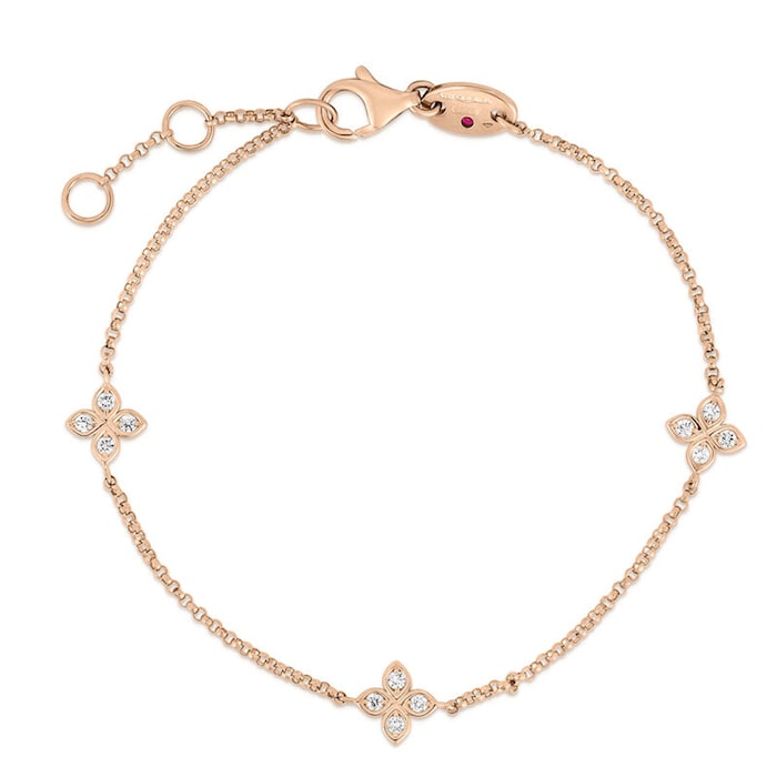 Roberto Coin 18K Rose Gold Love By The Inch 3 Station Diamond Bracelet