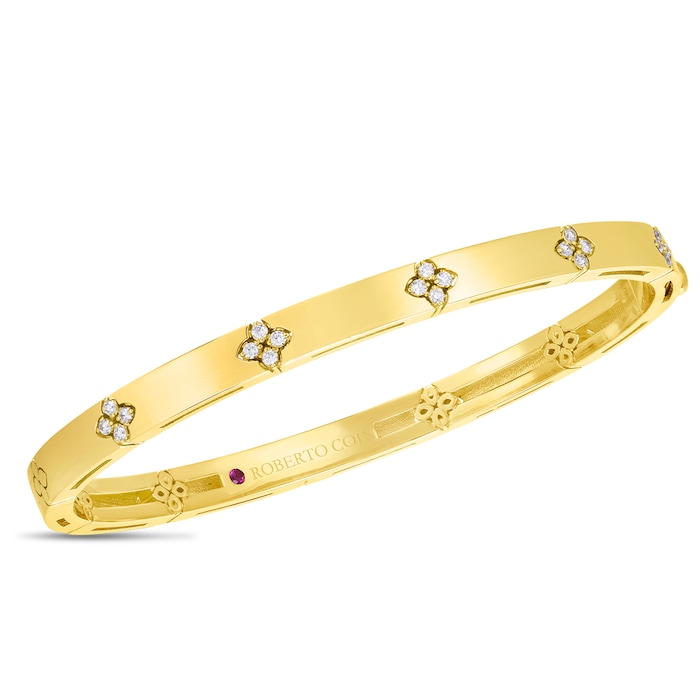 Roberto Coin 18ct Yellow Gold 0.15cttw Diamond Love in Verona Bangle