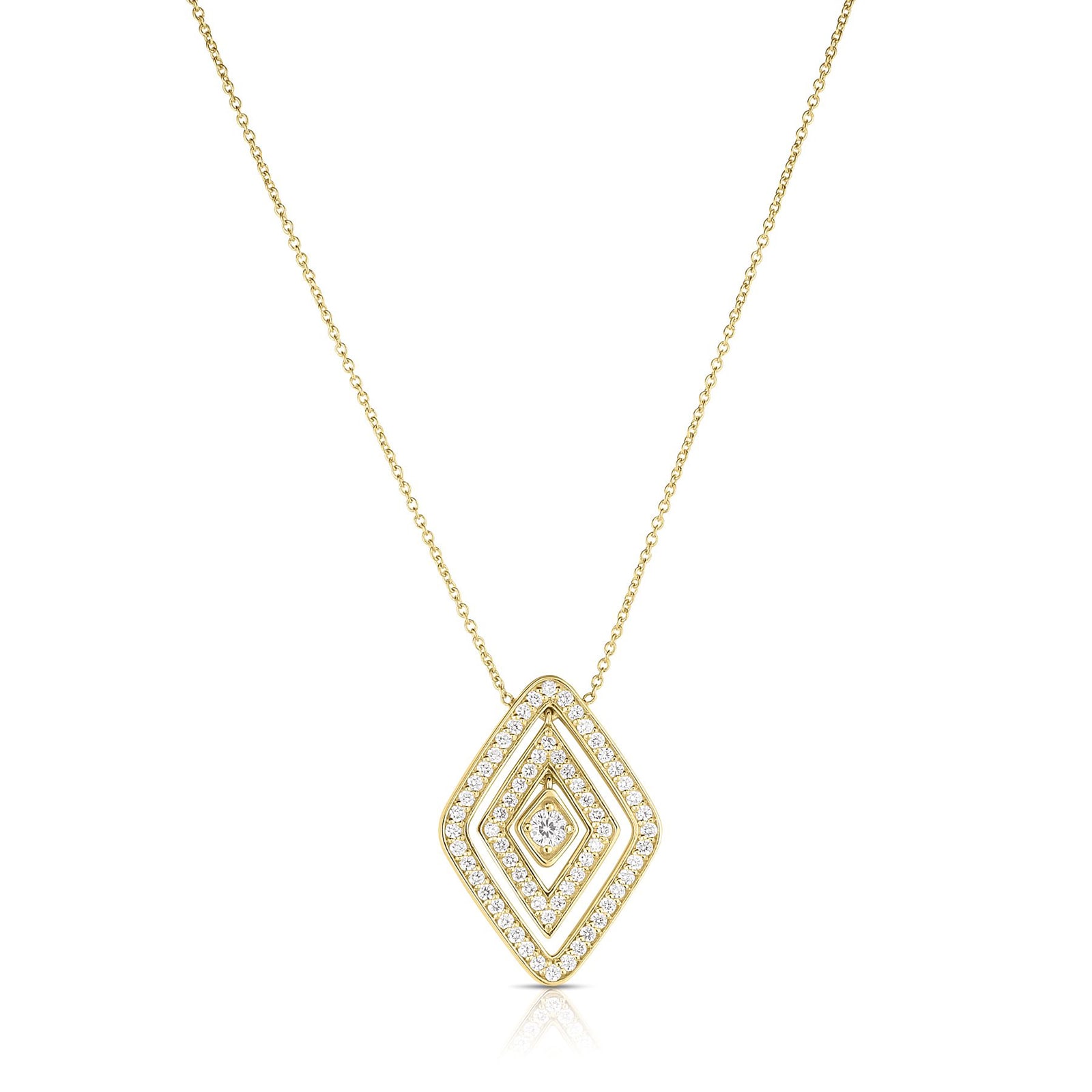 Roberto Coin 18k Yellow Gold 0.77cttw Diamond Lozenge Large Necklace 18"