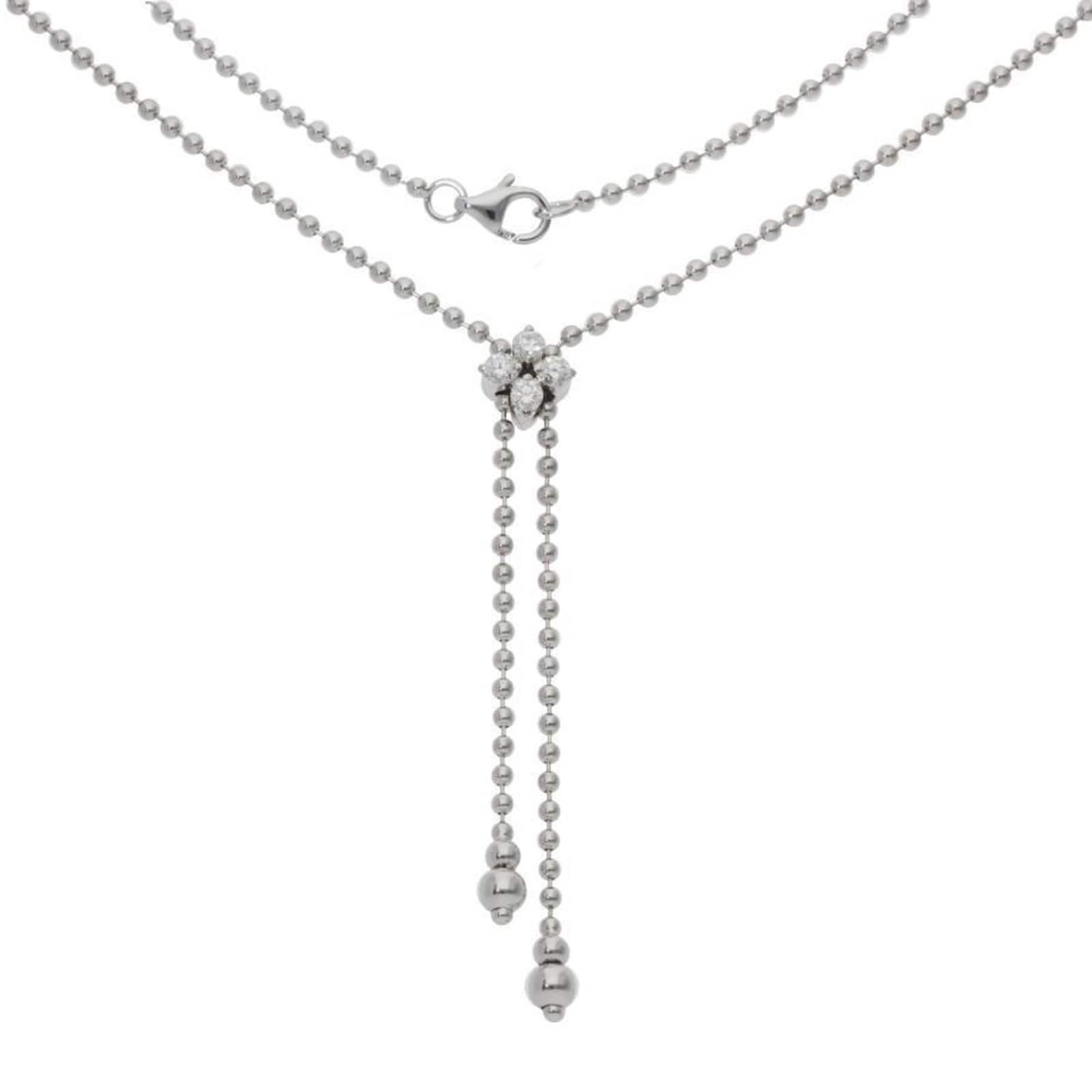 Roberto Coin 18k White Gold 0.30cttw Diamond Love in Verona Zipper Necklace