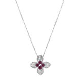 Roberto Coin 18K White Gold Love In Verona Diamond & Ruby Flower Necklace