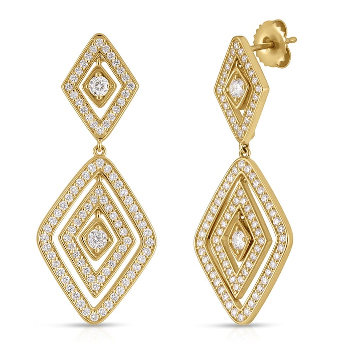 Roberto Coin 18k Yellow Gold 1.95ctw Diamond Lozenge Double Drop Earrings