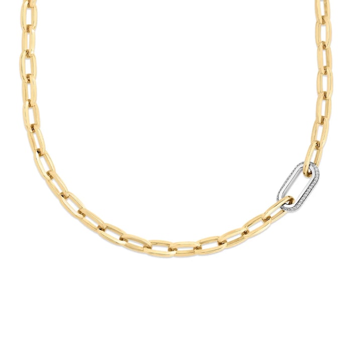 Roberto Coin 18K Yellow Gold Designer Gold Diamond Paperclip Link Chain Necklace