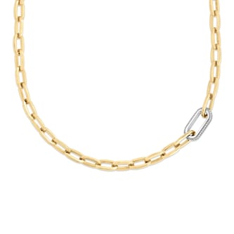 Roberto Coin 18K Yellow Gold Designer Gold Diamond Paperclip Link Chain Necklace
