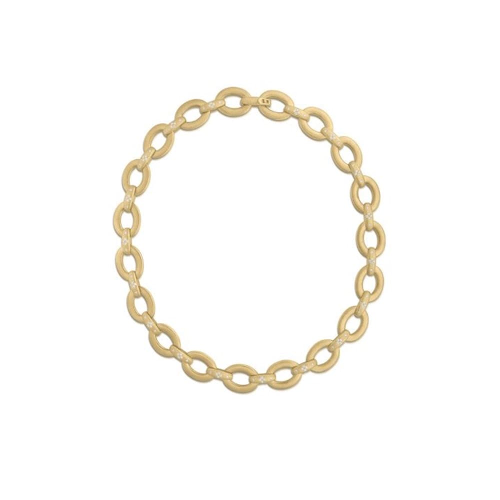 Roberto Coin 18K Yellow Gold Duchessa 1.10cttw Diamond Oval Link Bracelet