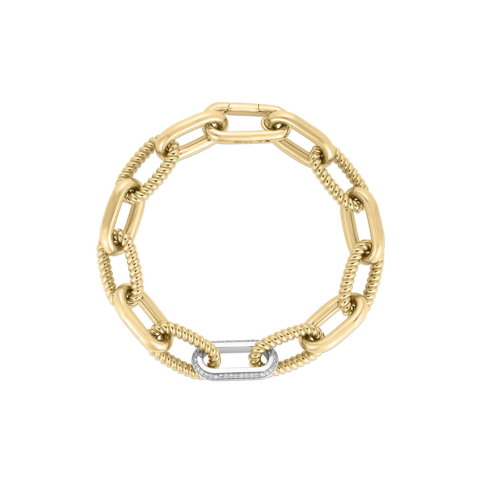 Roberto Coin 18K Yellow Gold Designer Gold Diamond Paperclip Link Bracelet