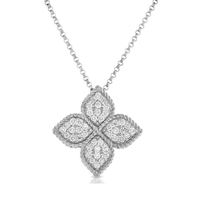 Roberto Coin 18k White Gold Princess Flower 0.45ct Diamond Necklace