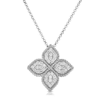 Roberto Coin 18k White Gold Princess Flower 0.45ct Diamond Necklace