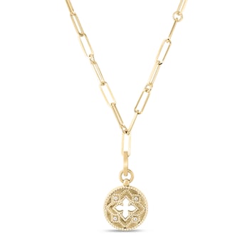 Roberto Coin 18k Yellow Gold Venetian Princess 0.08cttw Diamond Small Medallion Necklace Roberto Coin 18k Yellow Gold Venetian Princess 0.08cttw Diamond Small Medallion Necklace