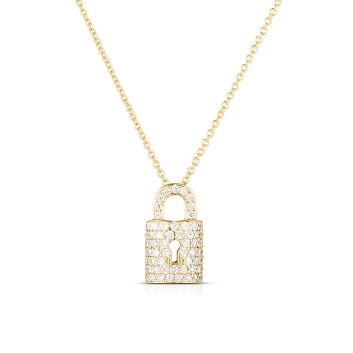 Roberto Coin 18K Yellow Gold Tiny Treasures Diamond Lock Necklace