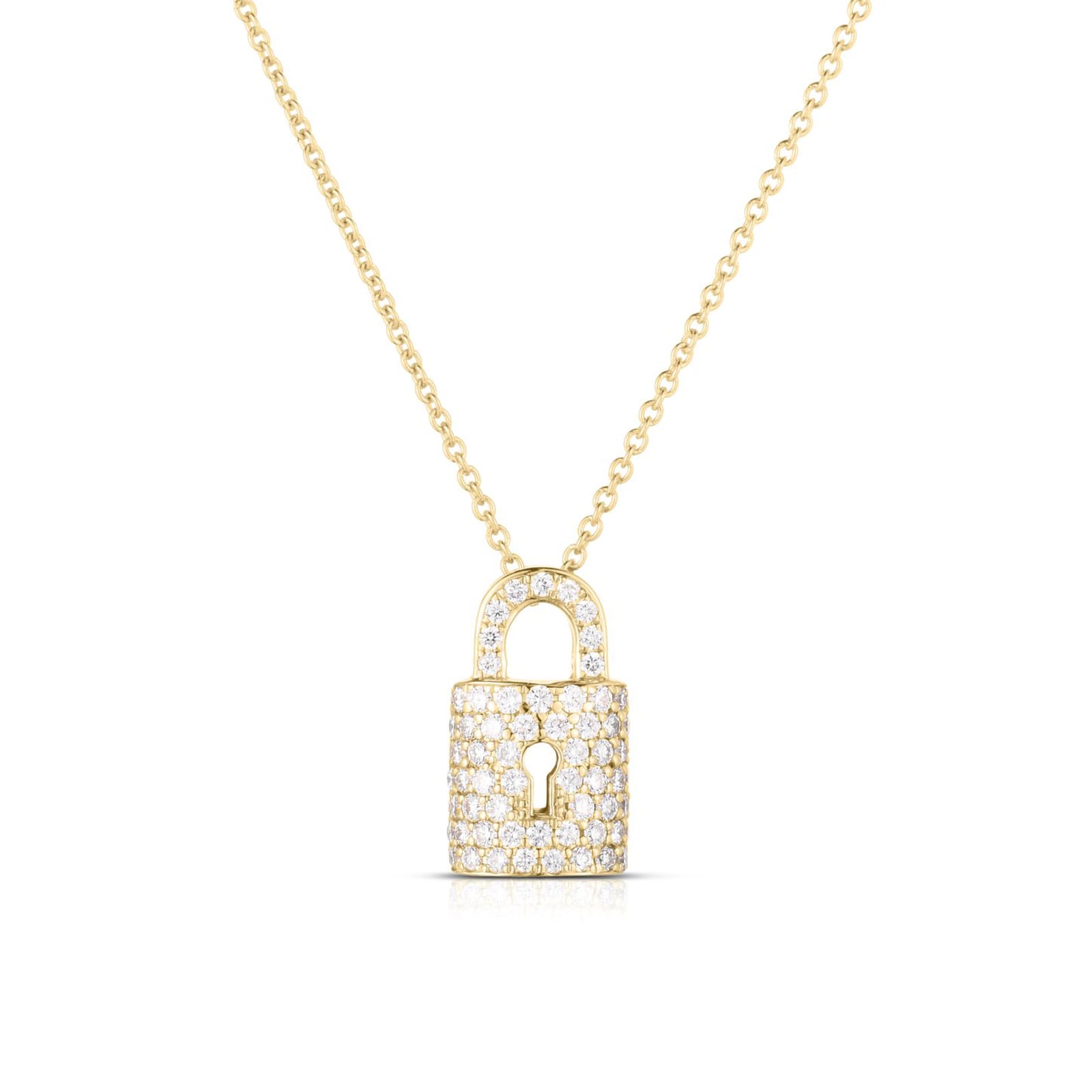 Roberto Coin 18K Yellow Gold Tiny Treasures Diamond Lock Necklace