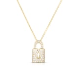 Roberto Coin 18K Yellow Gold Tiny Treasures Diamond Lock Necklace