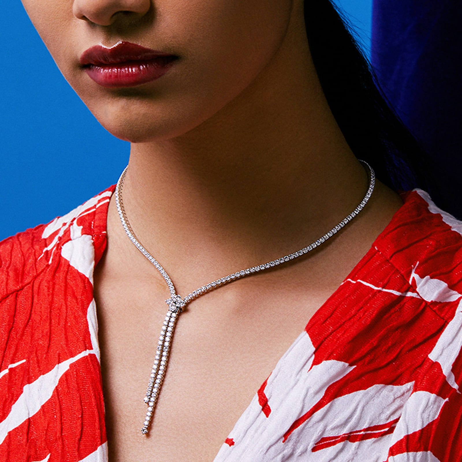 Roberto Coin 18K White Gold Love In Verona Diamond Zipper Necklace