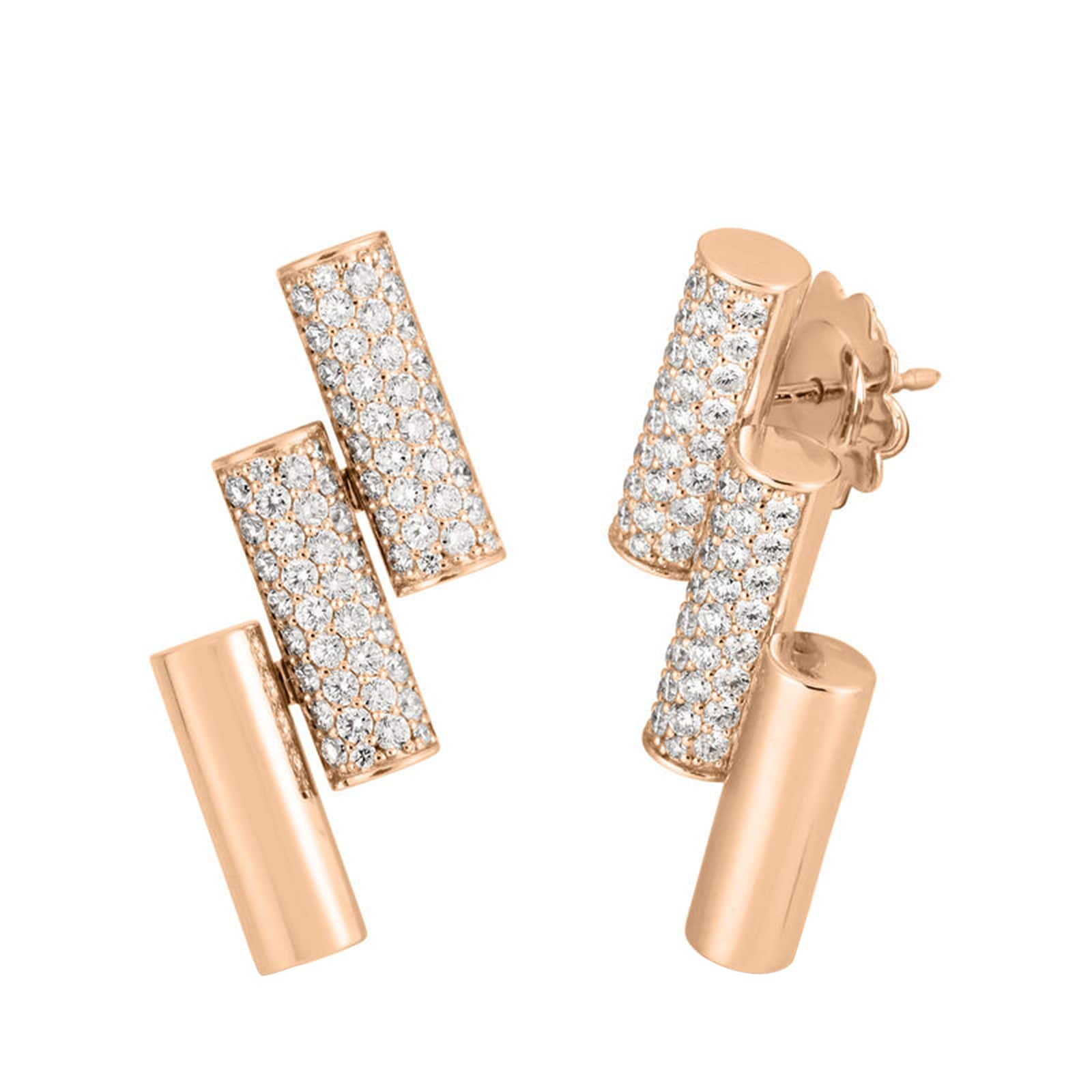 Roberto Coin 18K Rose Gold Domino Double Diamond Accent Earrings