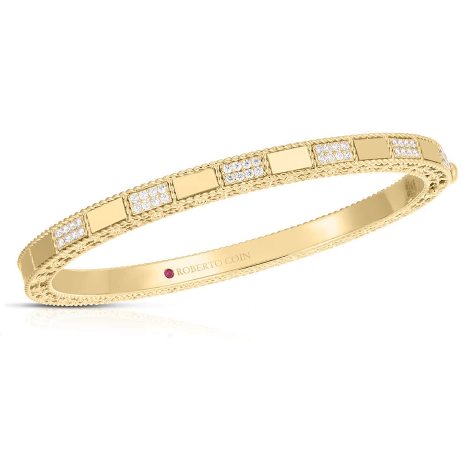 Roberto Coin 18K Yellow Gold Mosaic Alternating 0.40cttw Diamond Bangle