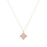 Roberto Coin Princess Flower 18ct Yellow Gold Rhodonite & 0.18ct Diamond Pendant