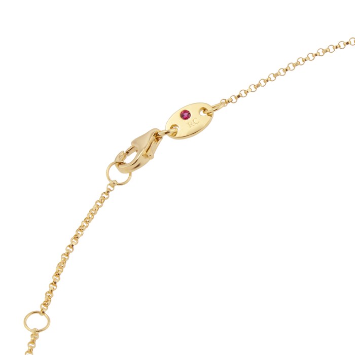 Roberto Coin Princess Flower 18ct Yellow Gold Rhodonite & 0.18ct Diamond Pendant