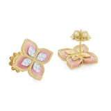 Roberto Coin Princess Flower 18ct Yellow Gold Rhodonite & 1.85ct Diamond Stud Earrings