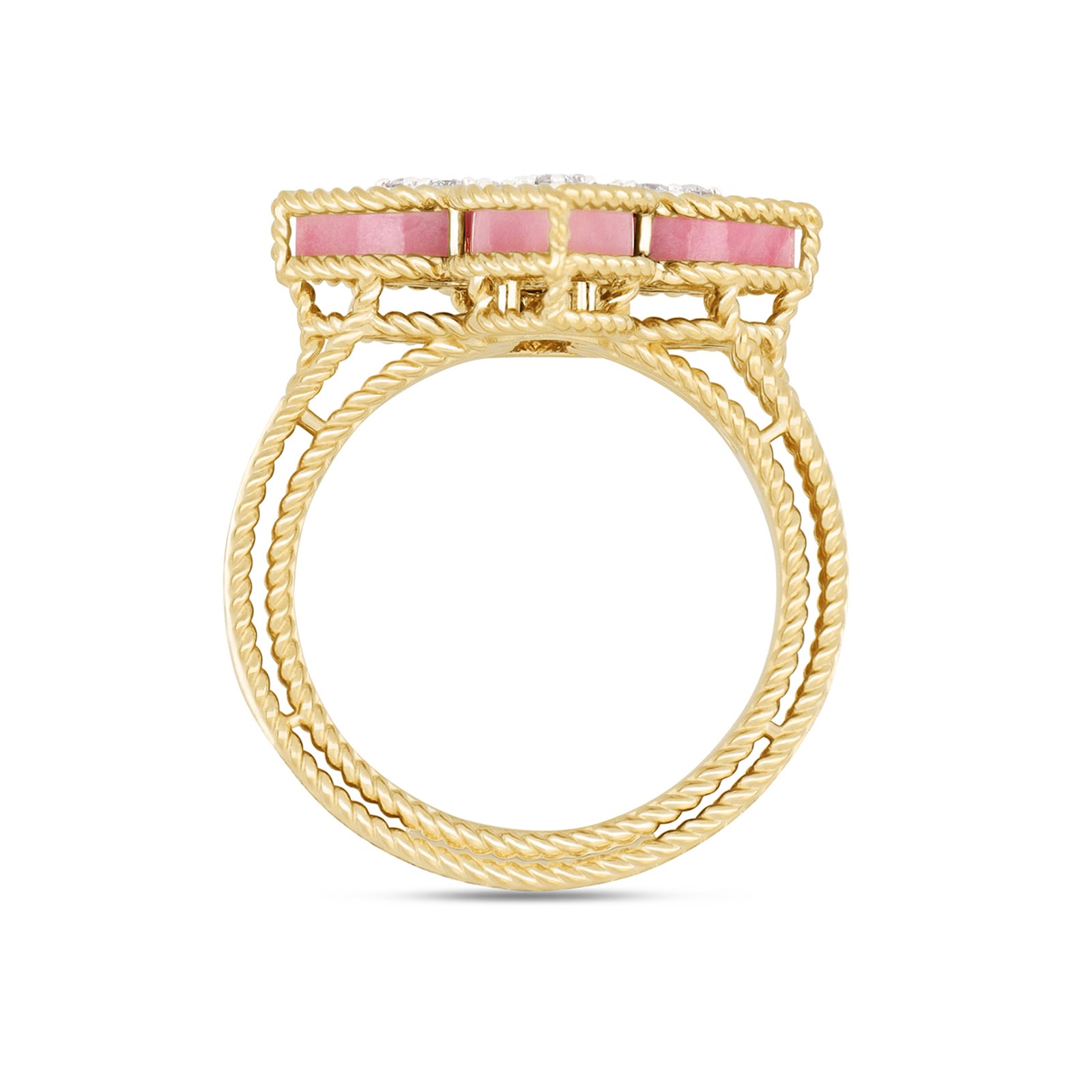 Roberto Coin Princess Flower 18ct Yellow Gold Rhodonite & 0.19ct Diamond Ring Roberto Coin Princess Flower 18ct Yellow Gold Rhodonite & 0.19ct Diamond Ring