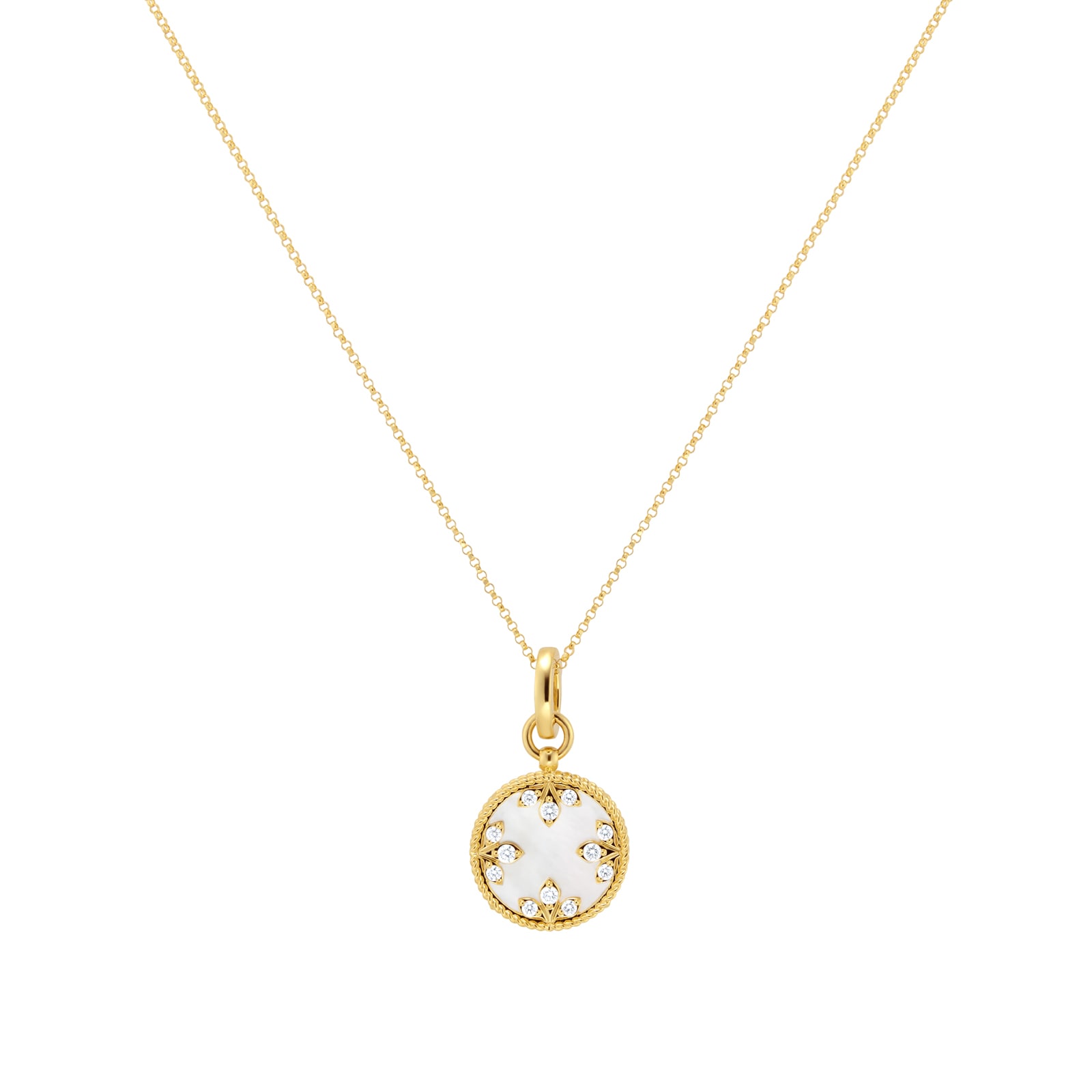 Roberto Coin Venetian Medallion 18ct Yellow Gold Mother of Pearl & 1.89ct Diamond Pendant