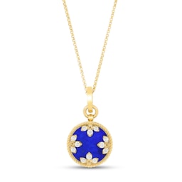 37522580 - Venetian Medallion 18ct Yellow Gold Lapis Lazuli & 1.26ct Diamond Pendant