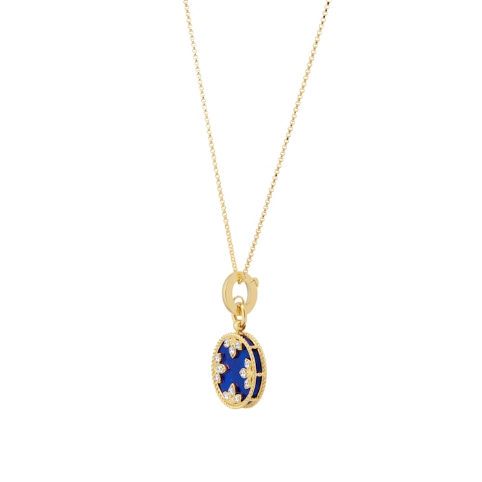 Roberto Coin Venetian Medallion 18ct Yellow Gold Lapis Lazuli & 1.26ct Diamond Pendant