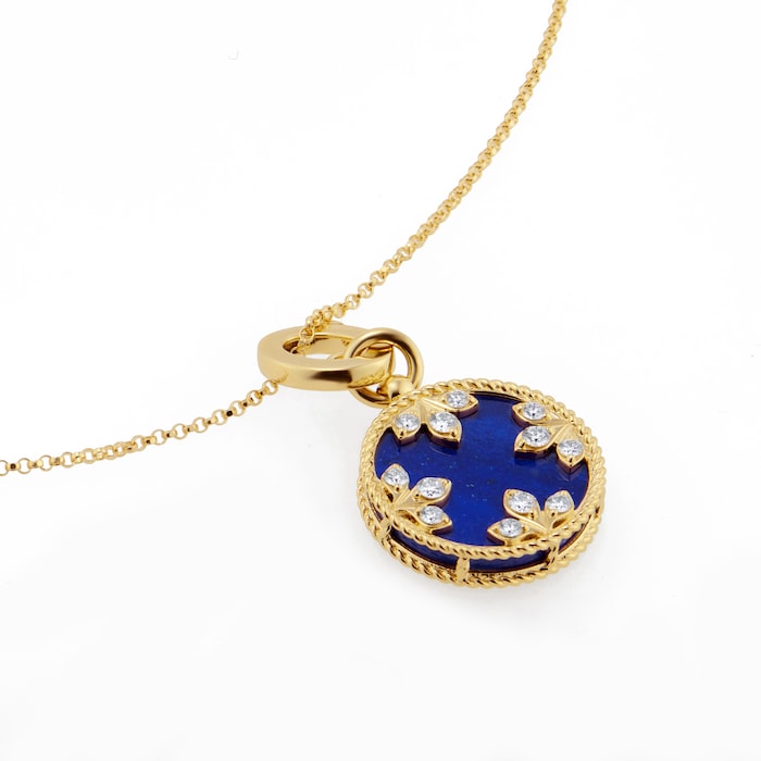 Roberto Coin Venetian Medallion 18ct Yellow Gold Lapis Lazuli & 1.26ct Diamond Pendant