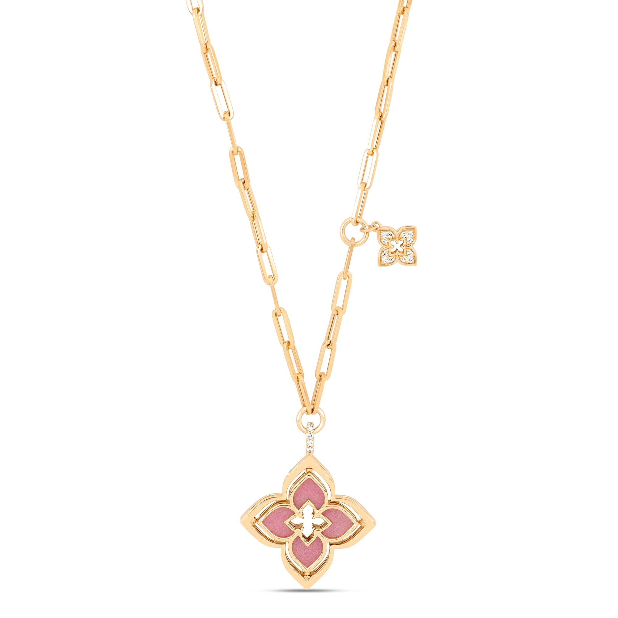 Roberto Coin Venetian Princess 18ct Yellow Gold Rhodonite & 0.14ct Diamond Pendant Roberto Coin Venetian Princess 18ct Yellow Gold Rhodonite & 0.14ct Diamond Pendant