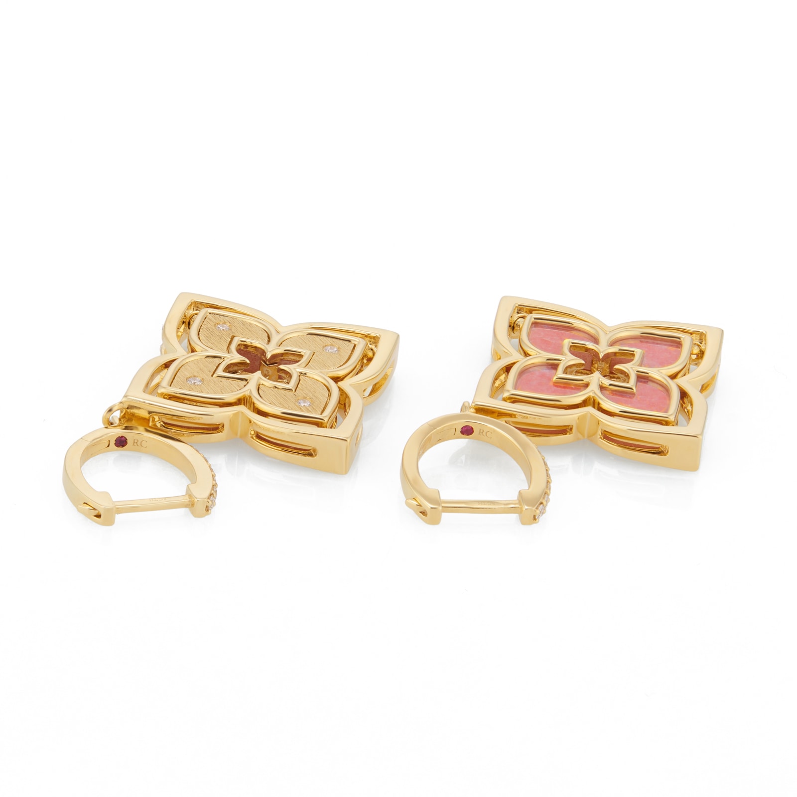 Roberto Coin Venetian Princess 18ct Yellow Gold Rhodonite & 0.20ct Diamond Drop Earrings Roberto Coin Venetian Princess 18ct Yellow Gold Rhodonite & 0.20ct Diamond Drop Earrings