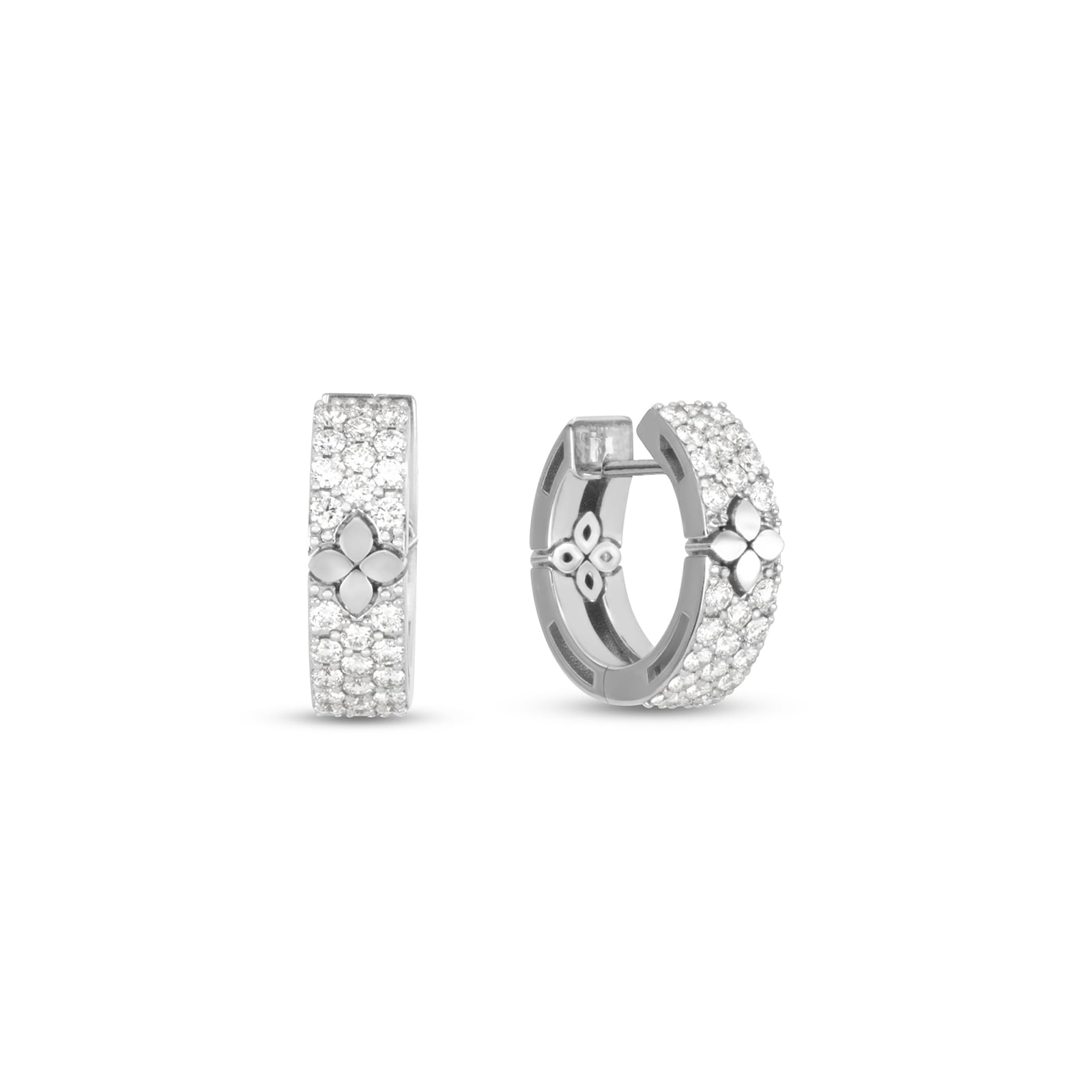 Roberto Coin Love In Verona 18ct White Gold 0.70ct Diamond Hoop Earrings Roberto Coin Love In Verona 18ct White Gold 0.70ct Diamond Hoop Earrings
