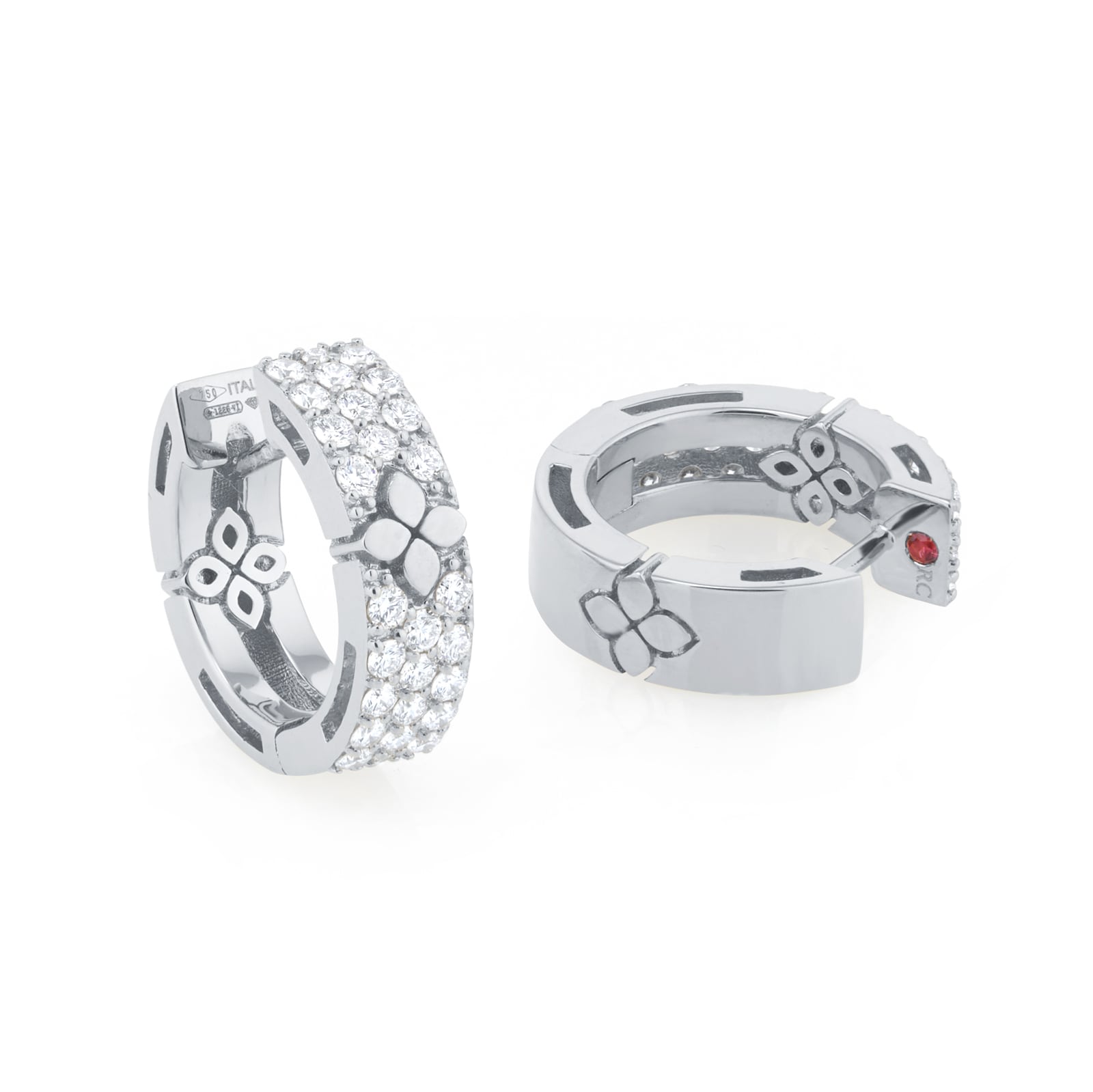 Roberto Coin Love In Verona 18ct White Gold 0.70ct Diamond Hoop Earrings Roberto Coin Love In Verona 18ct White Gold 0.70ct Diamond Hoop Earrings