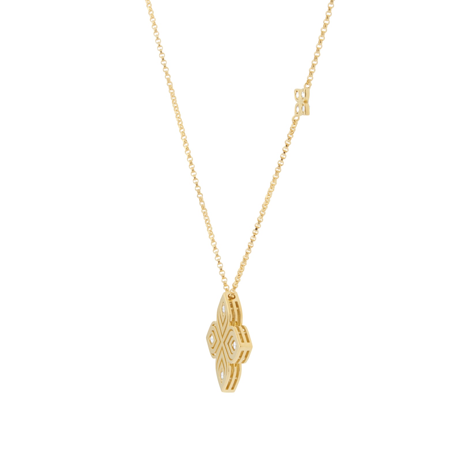 Roberto Coin Arabesque 18ct Yellow Gold 0.10ct Diamond Pendant Necklace