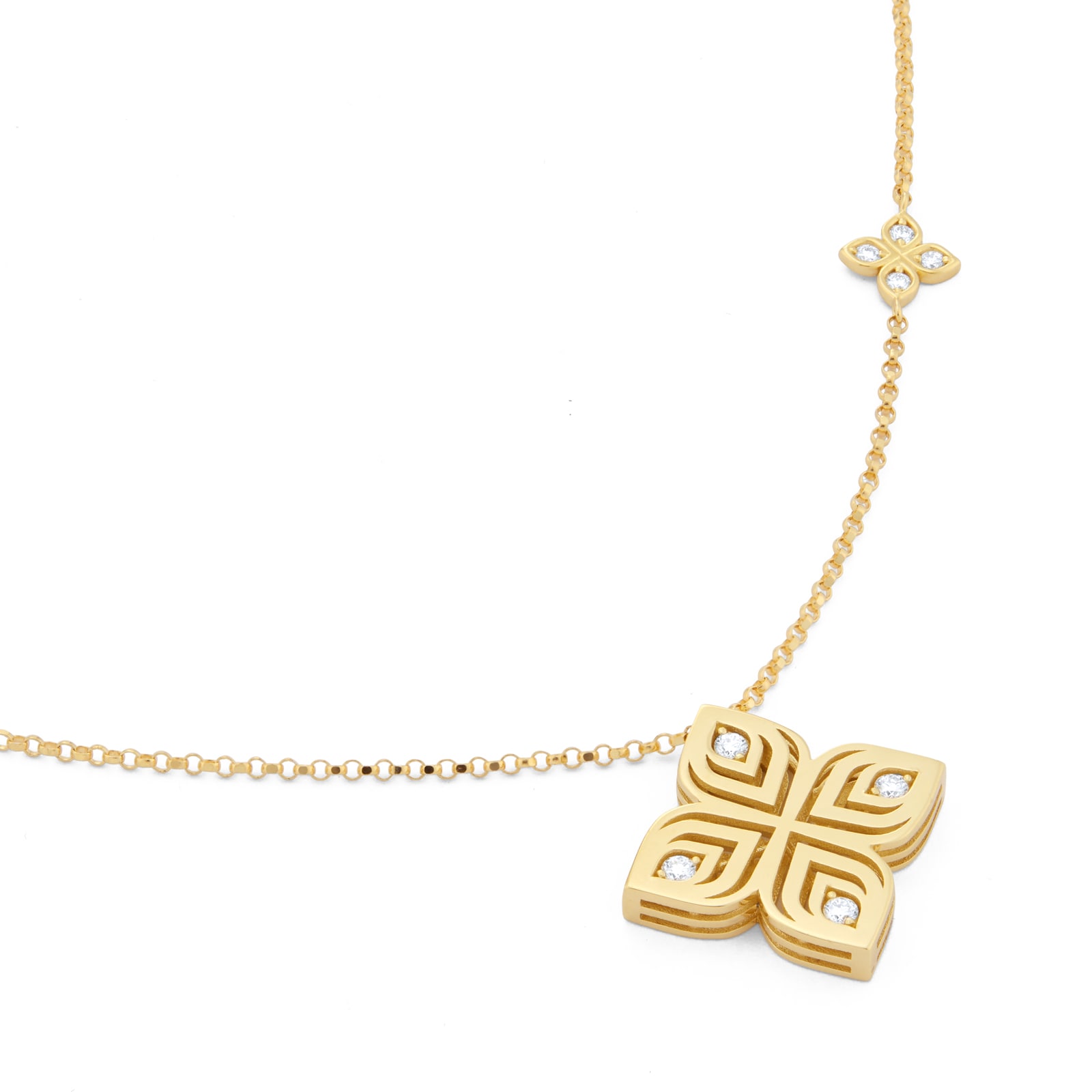 Roberto Coin Arabesque 18ct Yellow Gold 0.10ct Diamond Pendant Necklace