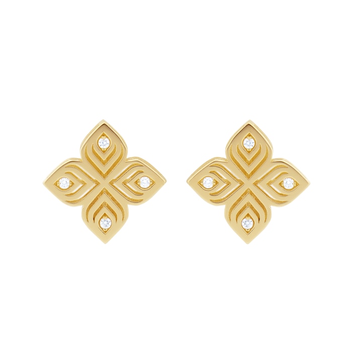 Roberto Coin Arabesque 18ct Yellow Gold Diamond Stud Earrings