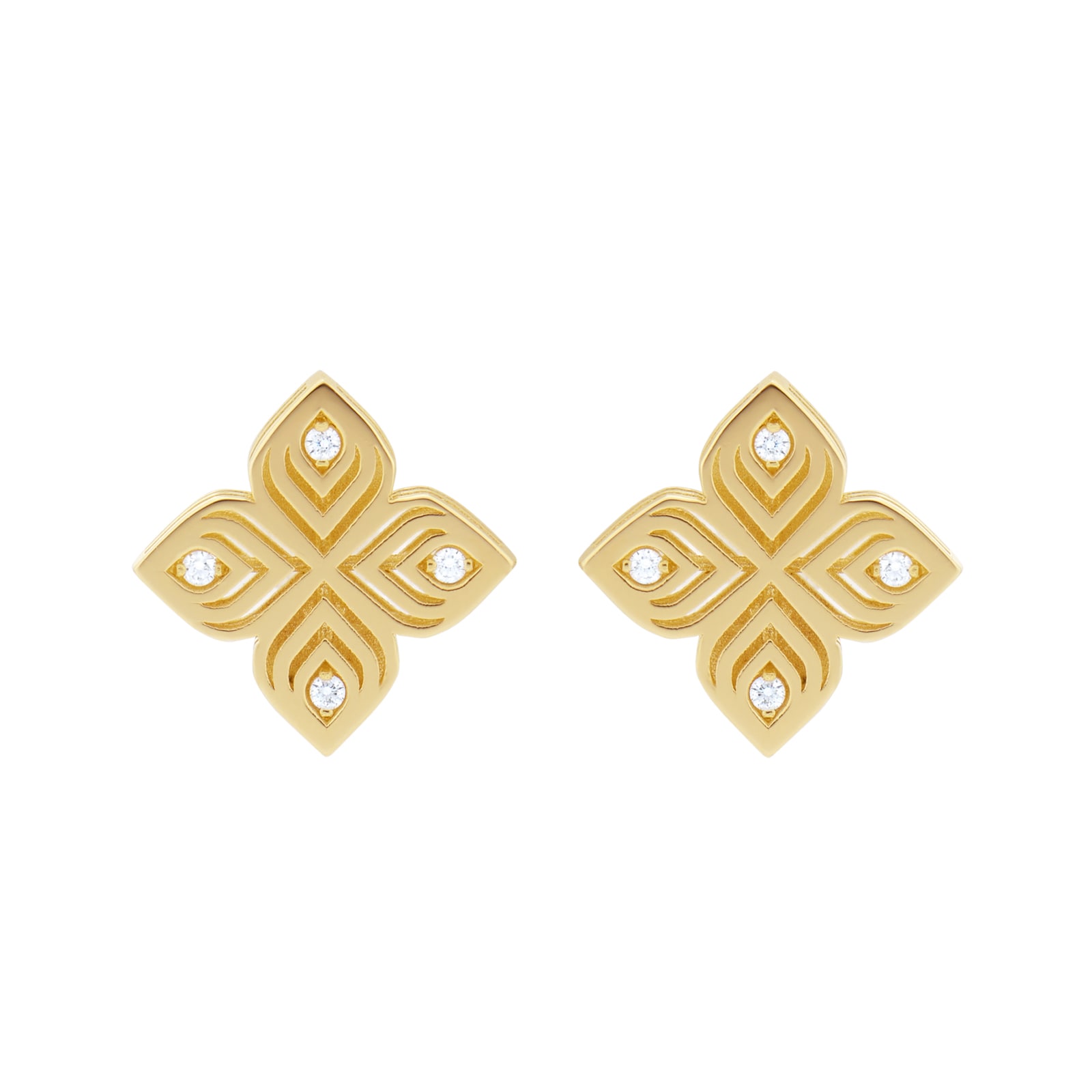 Roberto Coin Arabesque 18ct Yellow Gold Diamond Stud Earrings