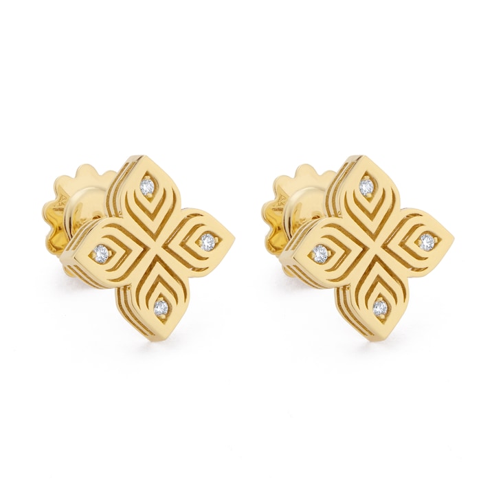 Roberto Coin Arabesque 18ct Yellow Gold Diamond Stud Earrings