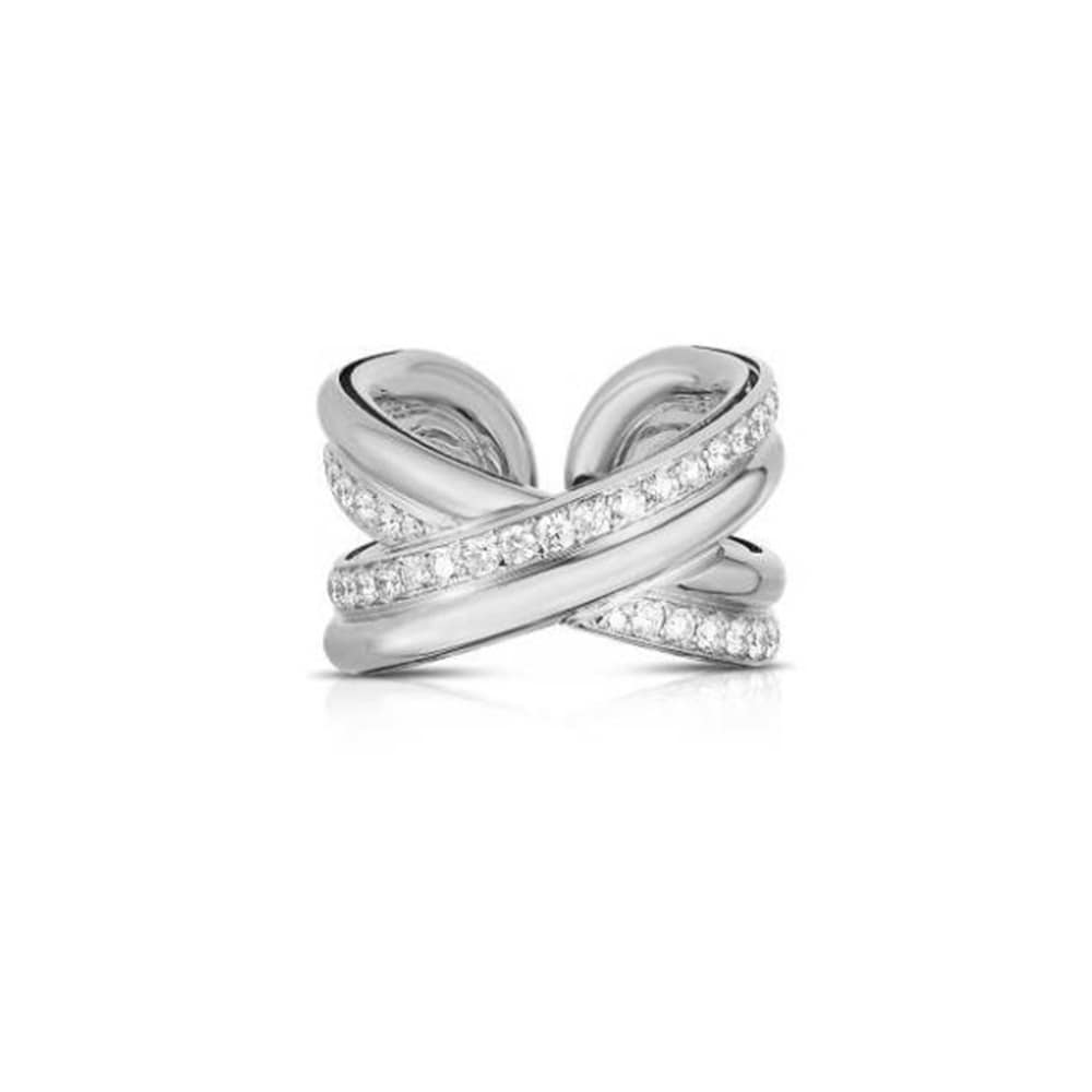 Roberto Coin 18K White Gold Cialoma 0.9cttw Diamond Crossover Ring