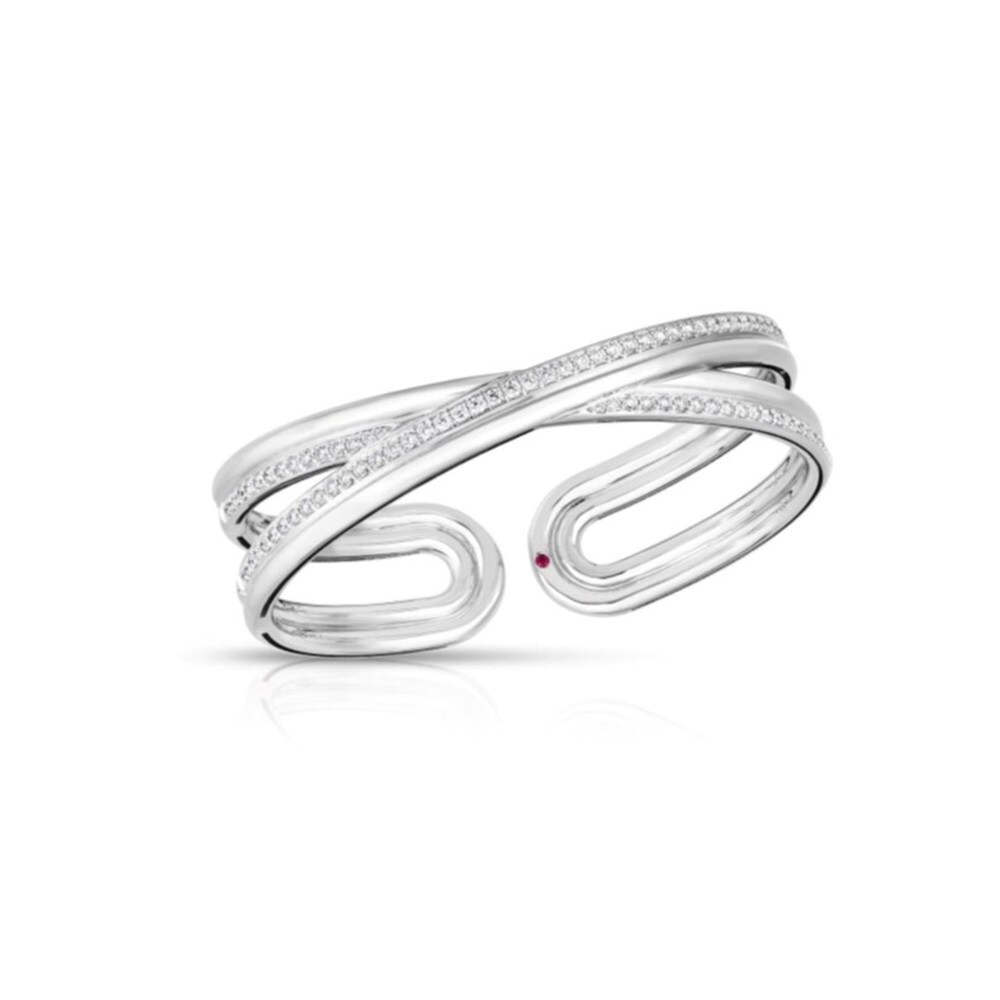 Roberto Coin 18K White Gold Cialoma 1.60cttw Diamond Crossover Bangle Roberto Coin 18K White Gold Cialoma 1.60cttw Diamond Crossover Bangle