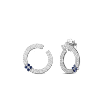 Roberto Coin 18K White Gold Love In Verona Diamond & Blue Sapphire Hoop Earrings