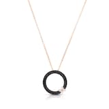 Roberto Coin 18K Rose Gold Love In Verona Black Diamond Circle Pendant Necklace