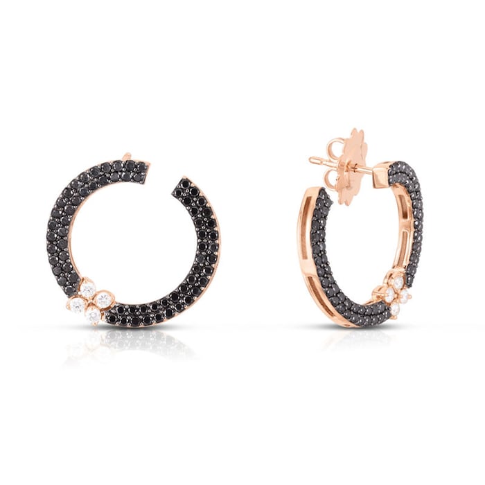 Roberto Coin 18K Rose Gold Love In Verona Black Diamond Circle Stud Earrings