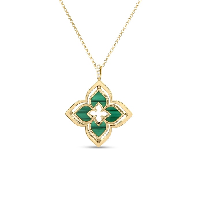 Roberto Coin 18K Yellow Gold Venetian Princess Pirouette Diamond & Malachite Necklace