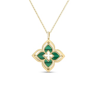Roberto Coin 18K Yellow Gold Venetian Princess Pirouette Diamond & Malachite Necklace
