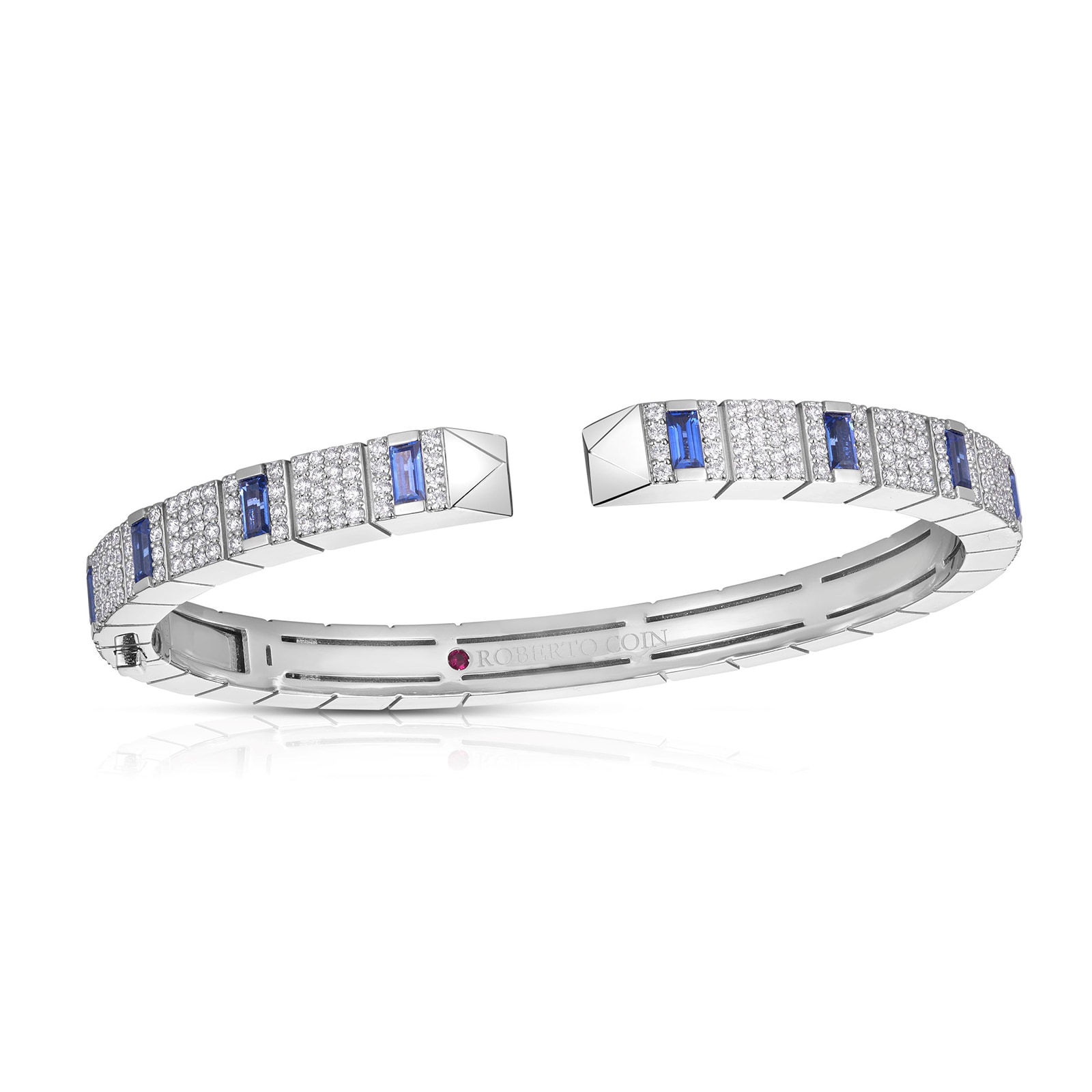 Roberto Coin 18K White Gold Obelisco Diamond & Sapphire Bangle Roberto Coin 18K White Gold Obelisco Diamond & Sapphire Bangle