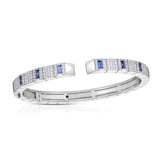 Roberto Coin 18K White Gold Obelisco Diamond & Sapphire Bangle