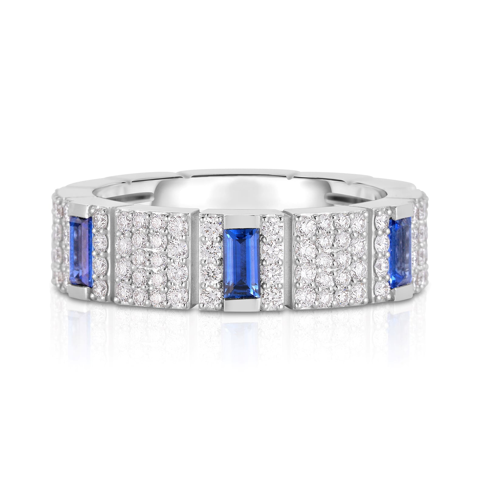 Roberto Coin 18K White Gold Obelisco Diamond & Sapphire Ring